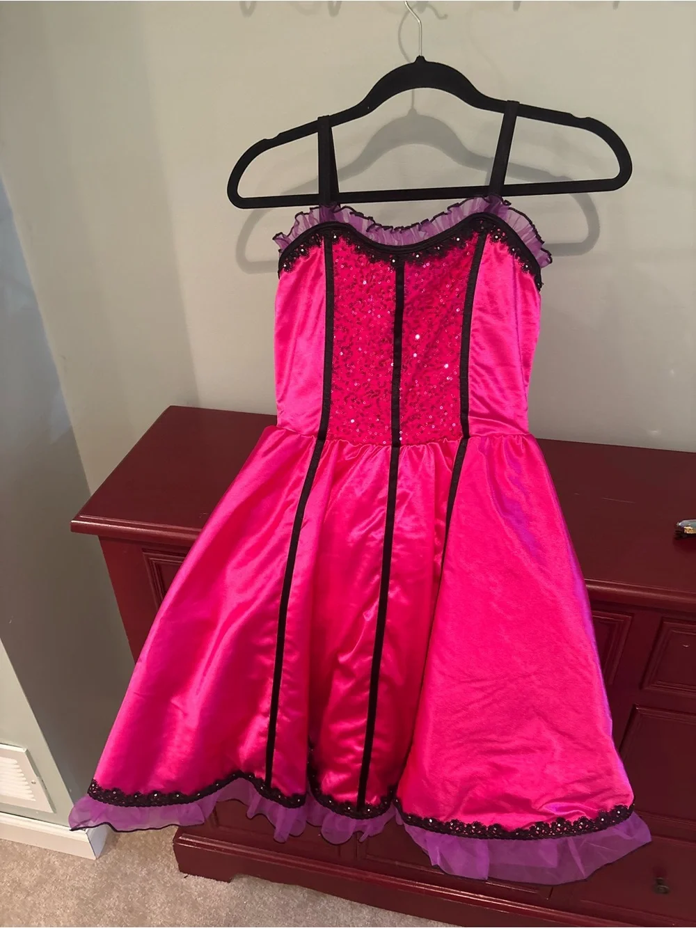 Girls Hot Pink Sequin Party Costume Dress